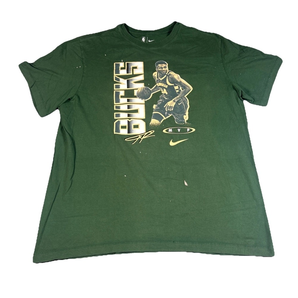 Milwaukee Bucks MVP Giannis Antetokounmpo Green Nike T-shirt Size XL